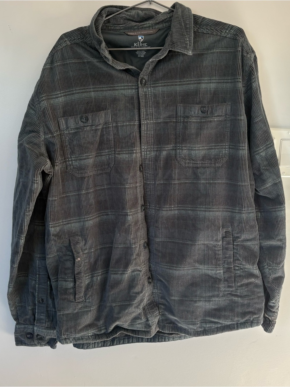 KÜHL Rogue Corduroy Shirt Jacket Plaid Forgrd Iron Grey Men’s XL Shacket